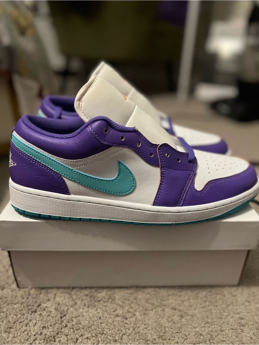 Nike Air Jordan 1 Low - White, Purple & Teal